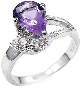 Solid 925 Sterling Silver Genuine Amethyst ring